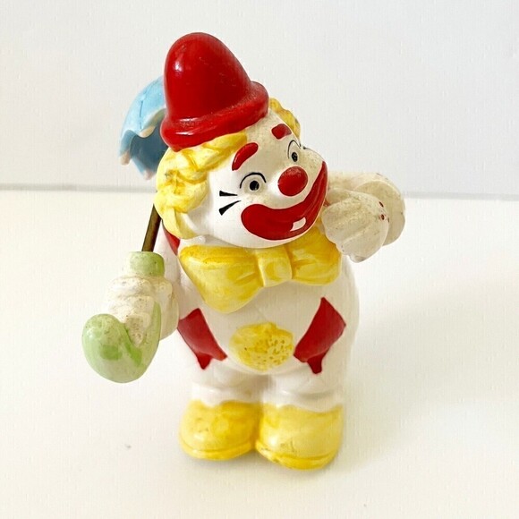 Happy Smile Ceramic Clown Figurine Jim Willoughby Big Top Banana Umbrella Circus - Picture 2 of 9